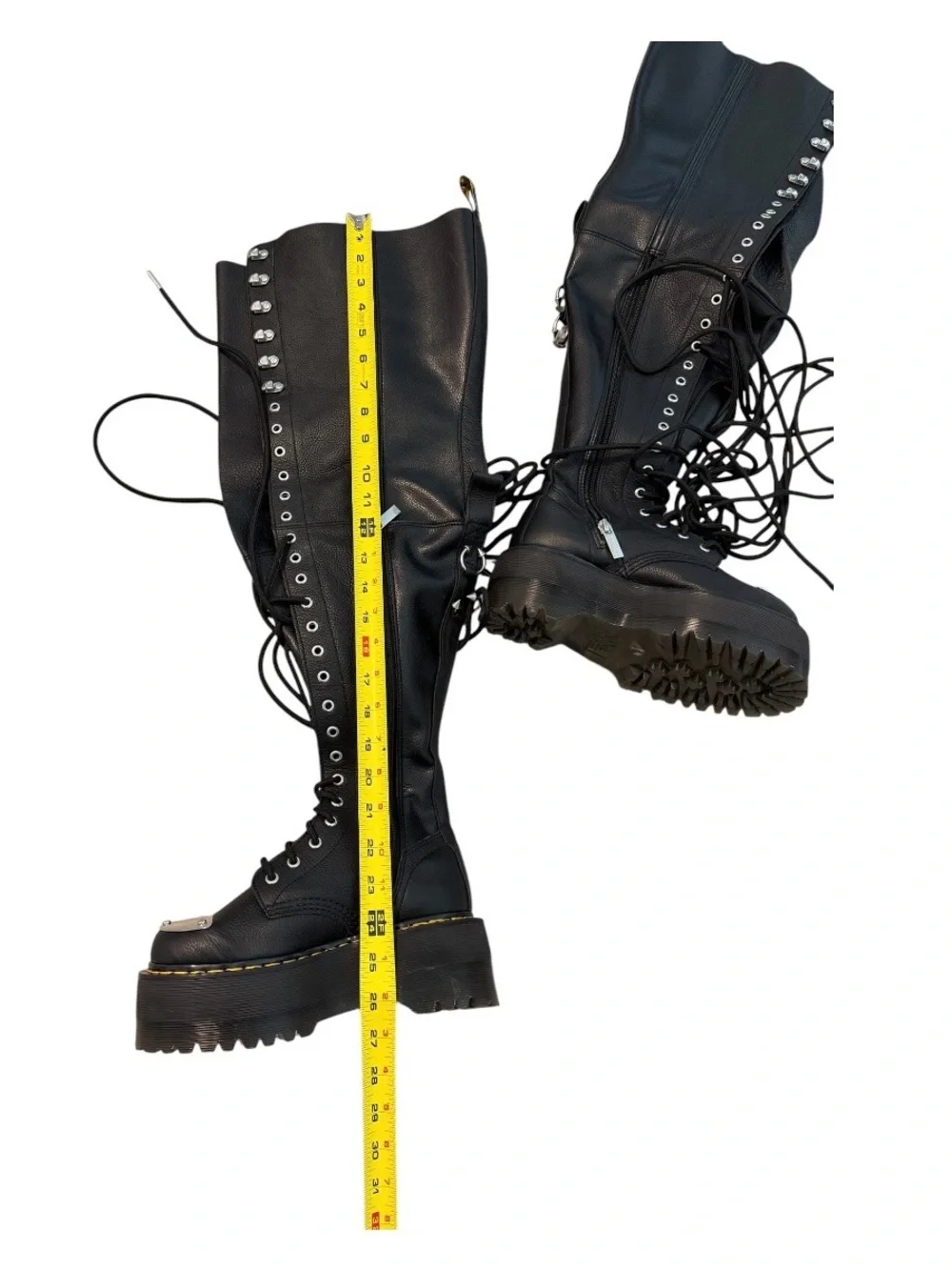 Dr. Martens 28-EYE EXTREME MAX VIRGINIA LEATHER KNEE HIGH BOOTS Size 5 NEW